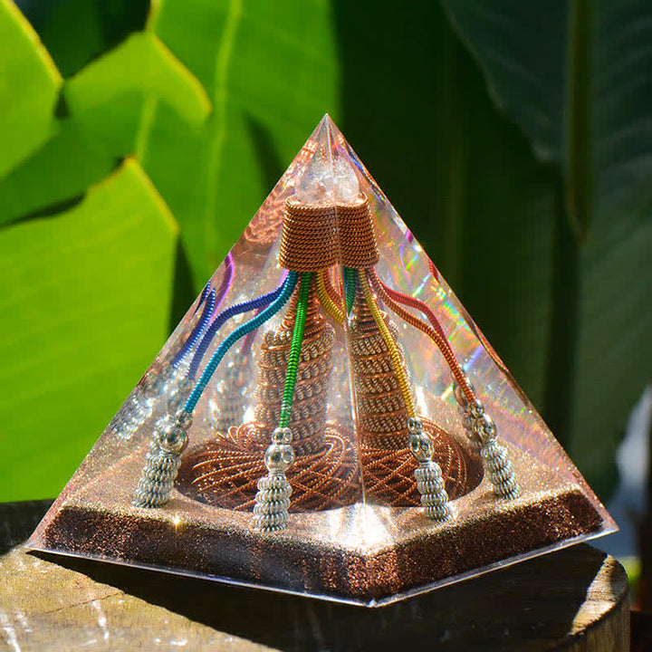 Générateur d'énergie en fil de cuivre à 7 couleurs Olivenorma Pyramide orgone