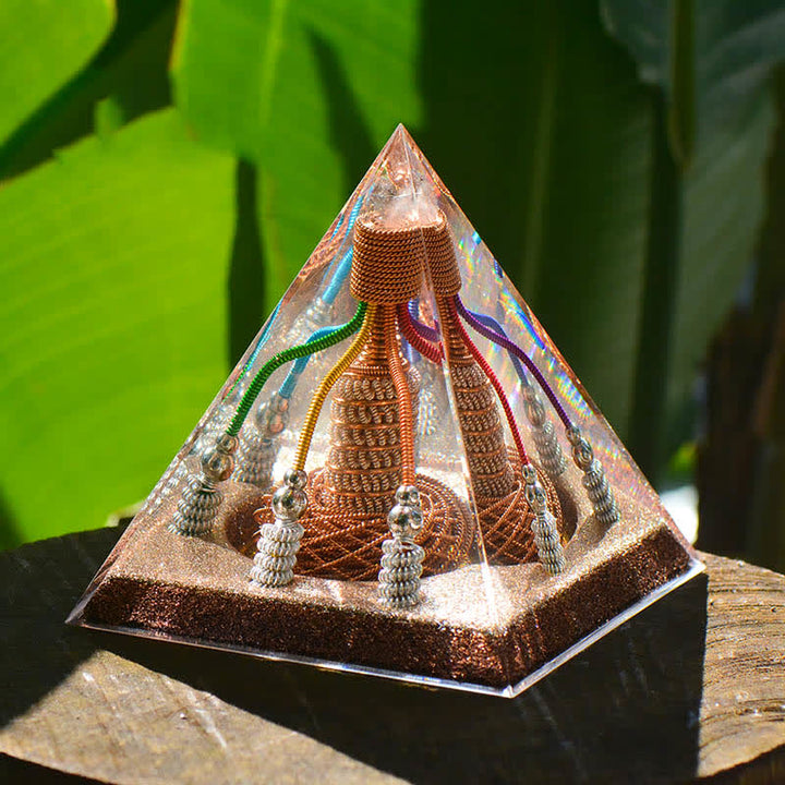 Générateur d'énergie en fil de cuivre à 7 couleurs Olivenorma Pyramide orgone