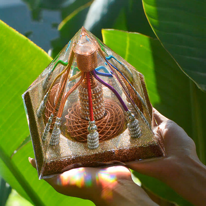 Générateur d'énergie en fil de cuivre à 7 couleurs Olivenorma Pyramide orgone