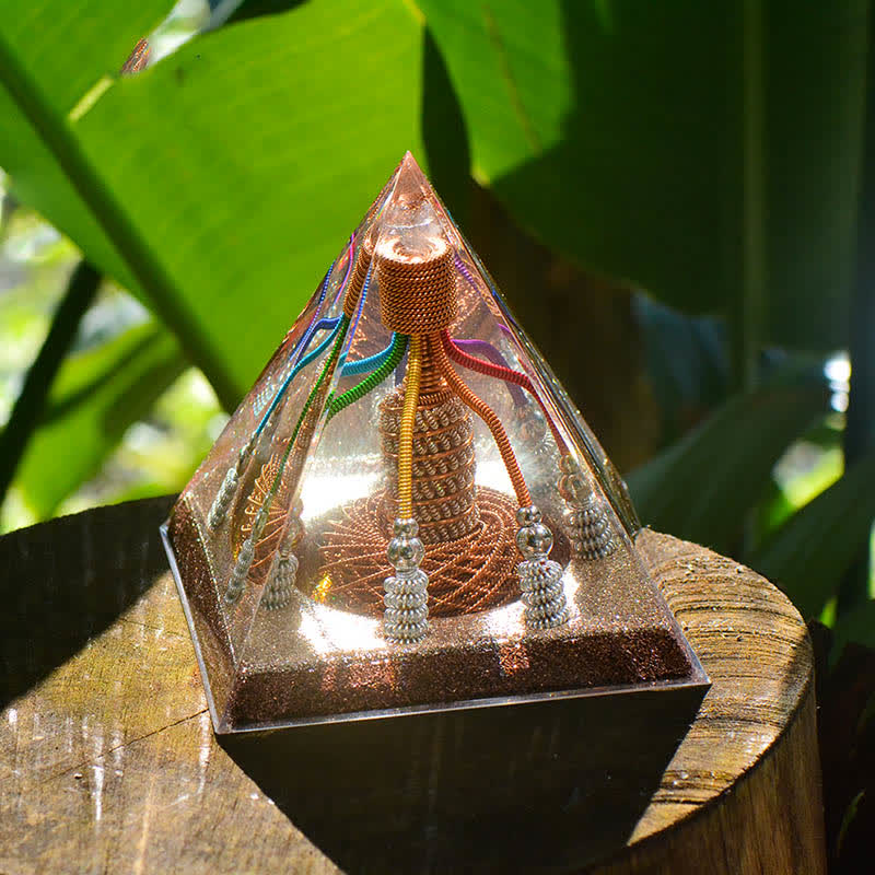 Générateur d'énergie en fil de cuivre à 7 couleurs Olivenorma Pyramide orgone