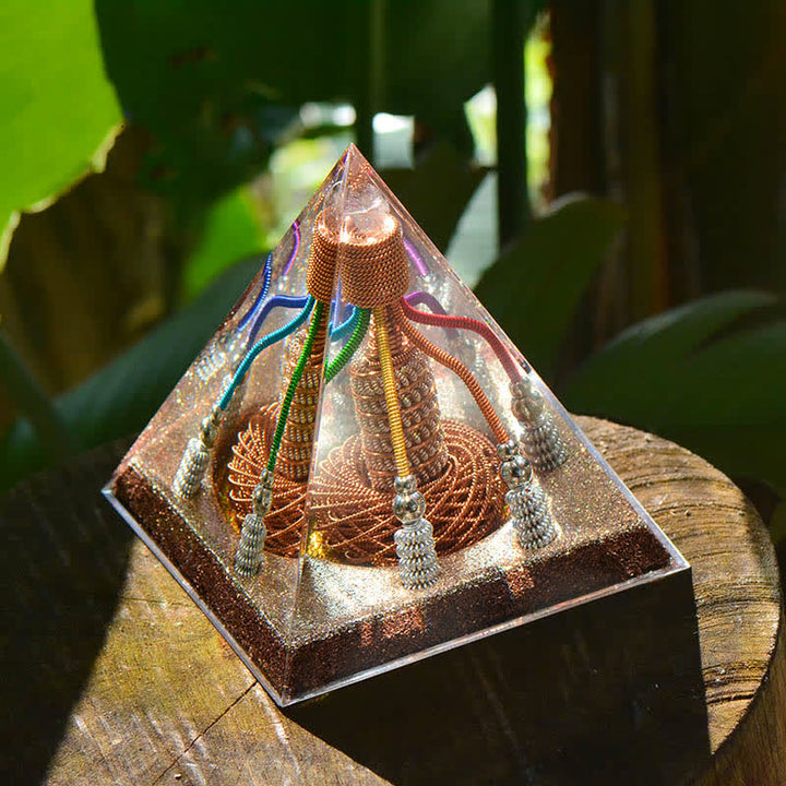 Générateur d'énergie en fil de cuivre à 7 couleurs Olivenorma Pyramide orgone