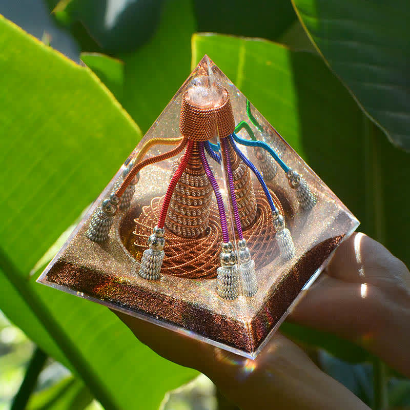 Générateur d'énergie en fil de cuivre à 7 couleurs Olivenorma Pyramide orgone