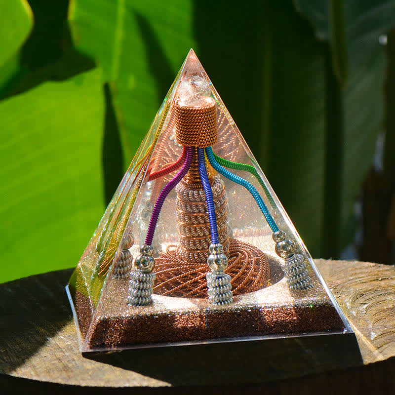 Générateur d'énergie en fil de cuivre à 7 couleurs Olivenorma Pyramide orgone