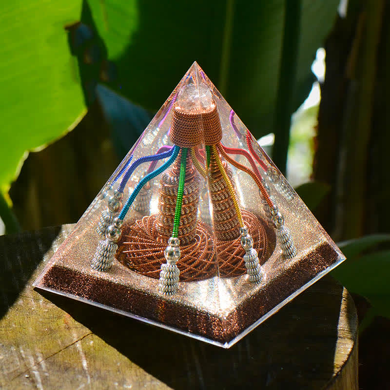 Générateur d'énergie en fil de cuivre à 7 couleurs Olivenorma Pyramide orgone