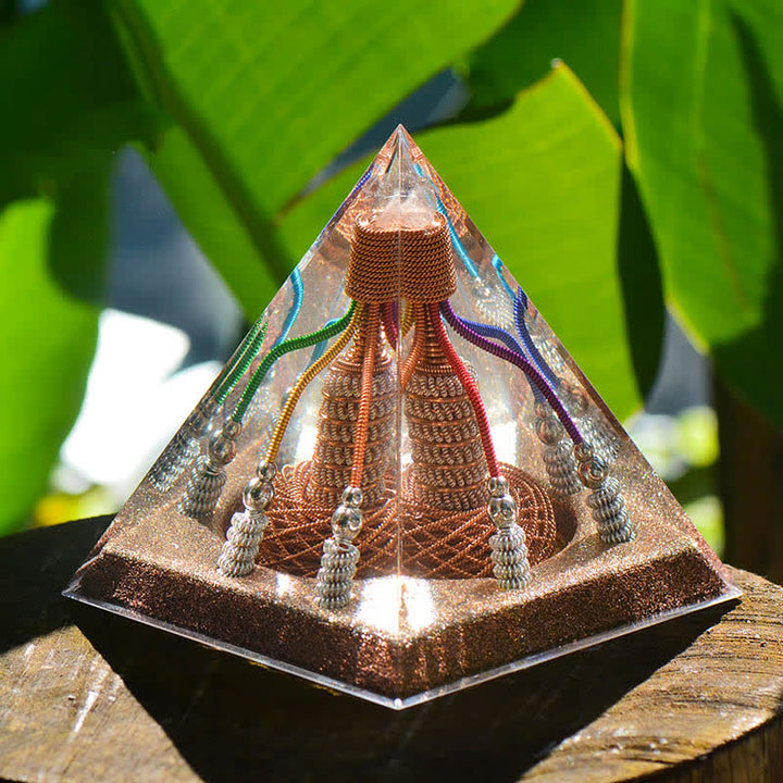 Générateur d'énergie en fil de cuivre à 7 couleurs Olivenorma Pyramide orgone