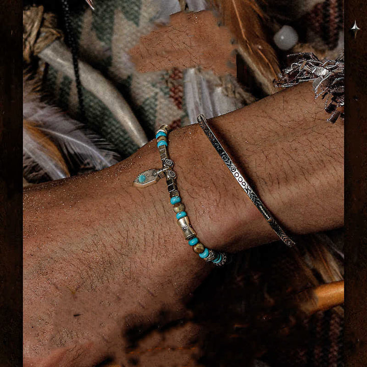Bracelet en perles de jaspe turquoise « Tribal Secrets » d'Olivenorma