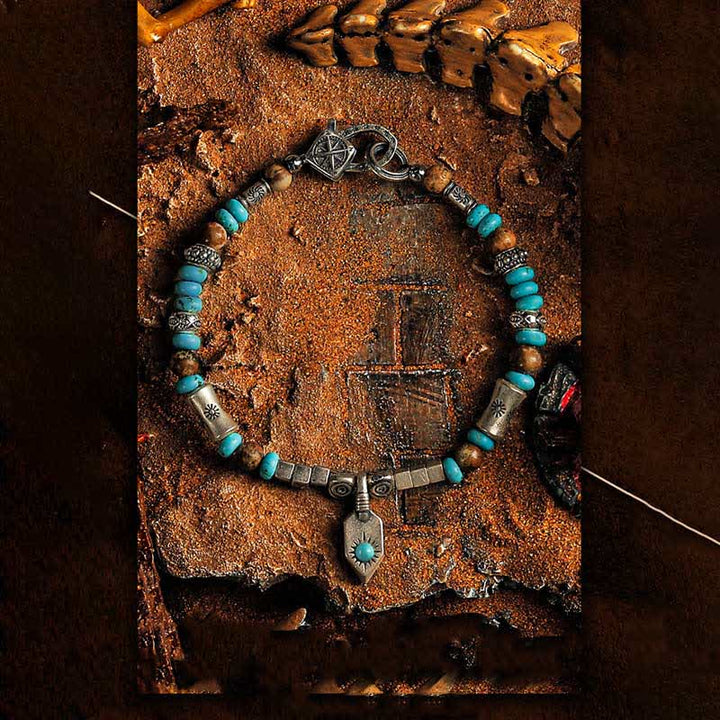 Bracelet en perles de jaspe turquoise « Tribal Secrets » d'Olivenorma