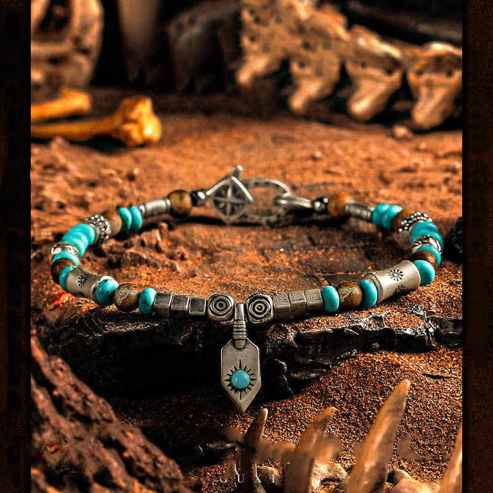 Bracelet en perles de jaspe turquoise « Tribal Secrets » d'Olivenorma