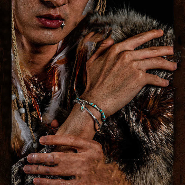 Bracelet en perles de jaspe turquoise « Tribal Secrets » d'Olivenorma