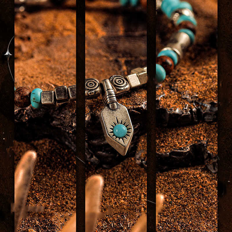 Bracelet en perles de jaspe turquoise « Tribal Secrets » d'Olivenorma