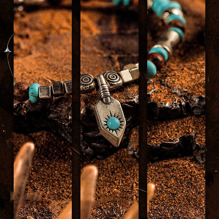 Bracelet en perles de jaspe turquoise « Tribal Secrets » d'Olivenorma
