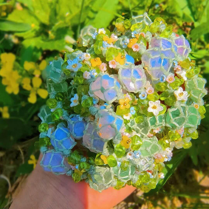 Bracelet tressé en cristal de fluorite verte et d'opalite Olivenorma