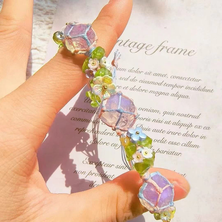Bracelet tressé en cristal de péridot et d'opalite Olivenorma