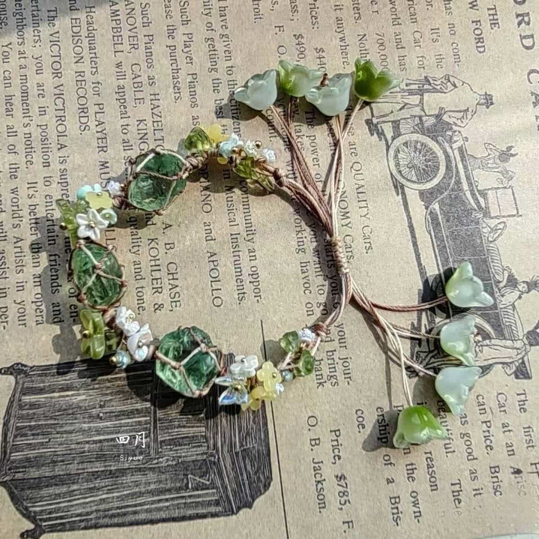 Bracelet tressé en cristal de péridot et fluorite verte Olivenorma