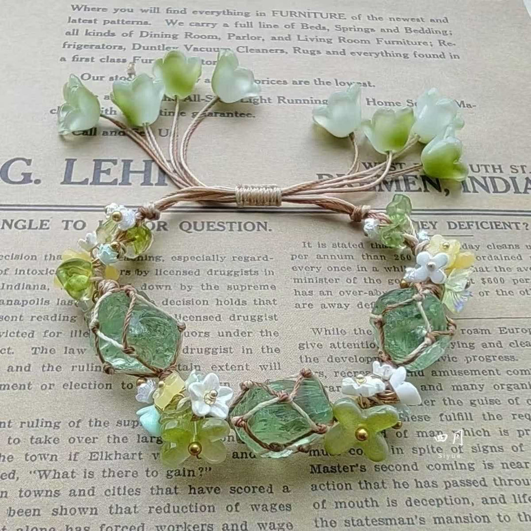Bracelet tressé en cristal de péridot et fluorite verte Olivenorma