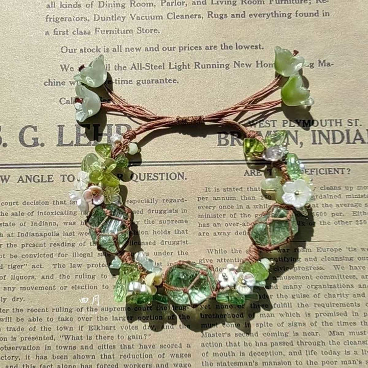 Bracelet tressé en cristal de péridot et fluorite verte Olivenorma