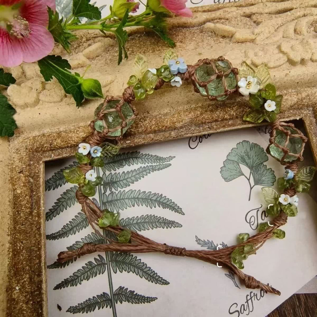 Bracelet tressé en pierre de péridot et fluorite verte Olivenorma