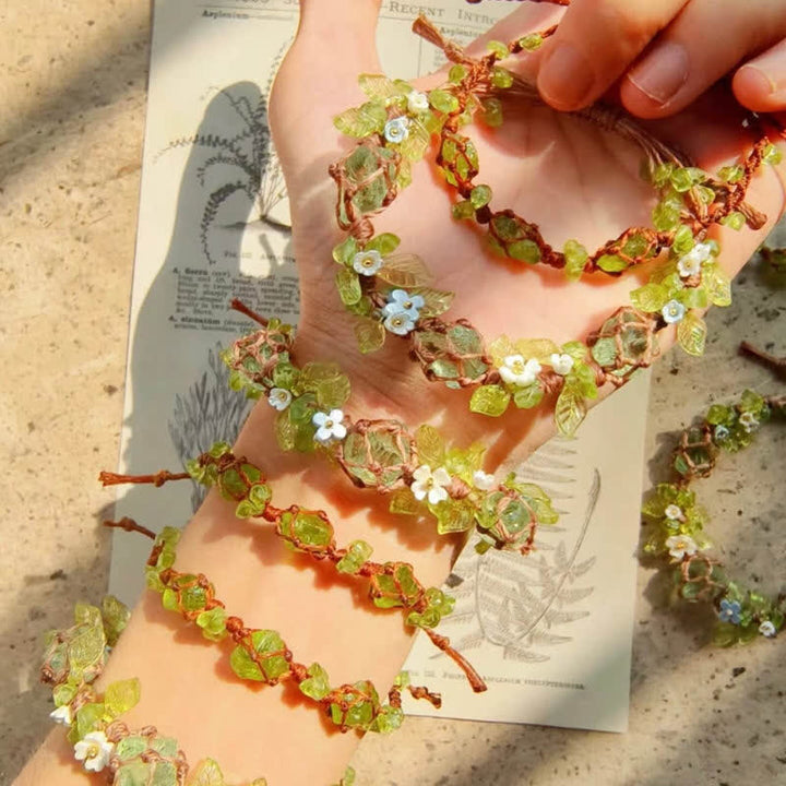 Bracelet tressé en pierre de péridot et fluorite verte Olivenorma