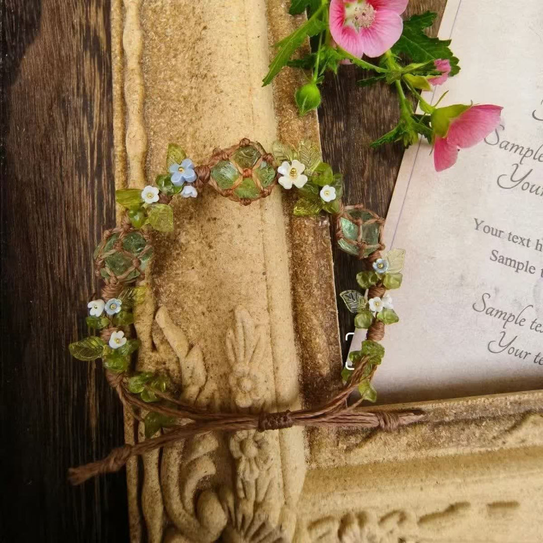 Bracelet tressé en pierre de péridot et fluorite verte Olivenorma