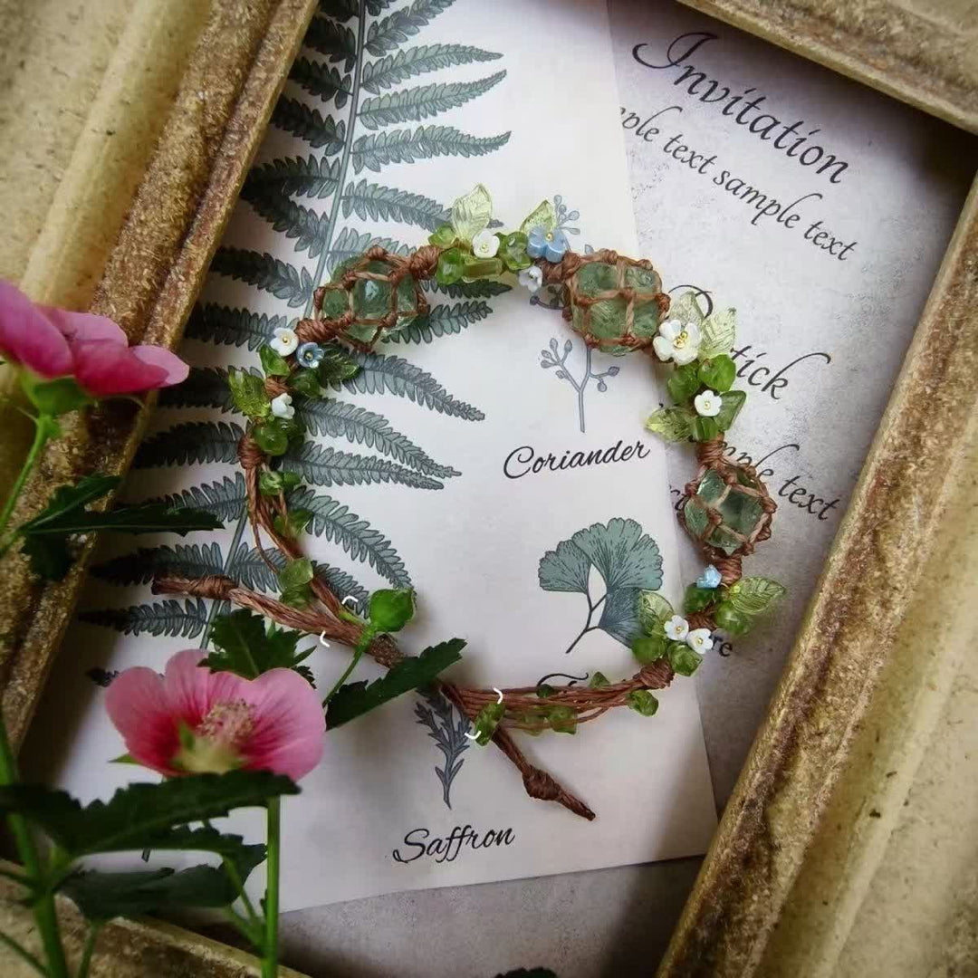 Bracelet tressé en pierre de péridot et fluorite verte Olivenorma