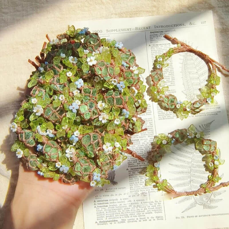 Bracelet tressé en pierre de péridot et fluorite verte Olivenorma