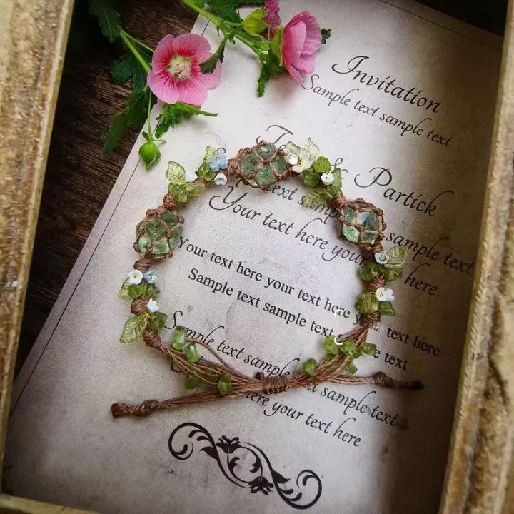 Bracelet tressé en pierre de péridot et fluorite verte Olivenorma