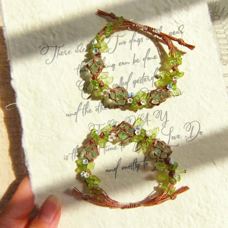Bracelet tressé en pierre de péridot et fluorite verte Olivenorma
