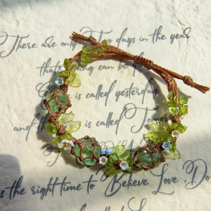 Bracelet tressé en pierre de péridot et fluorite verte Olivenorma
