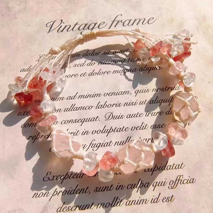 Bracelet tressé en cristal de quartz fraise Olivenorma