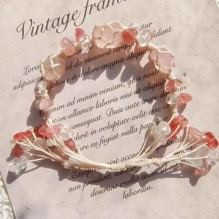Bracelet tressé en cristal de quartz fraise Olivenorma
