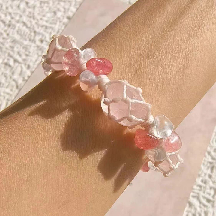 Bracelet tressé en cristal de quartz fraise Olivenorma