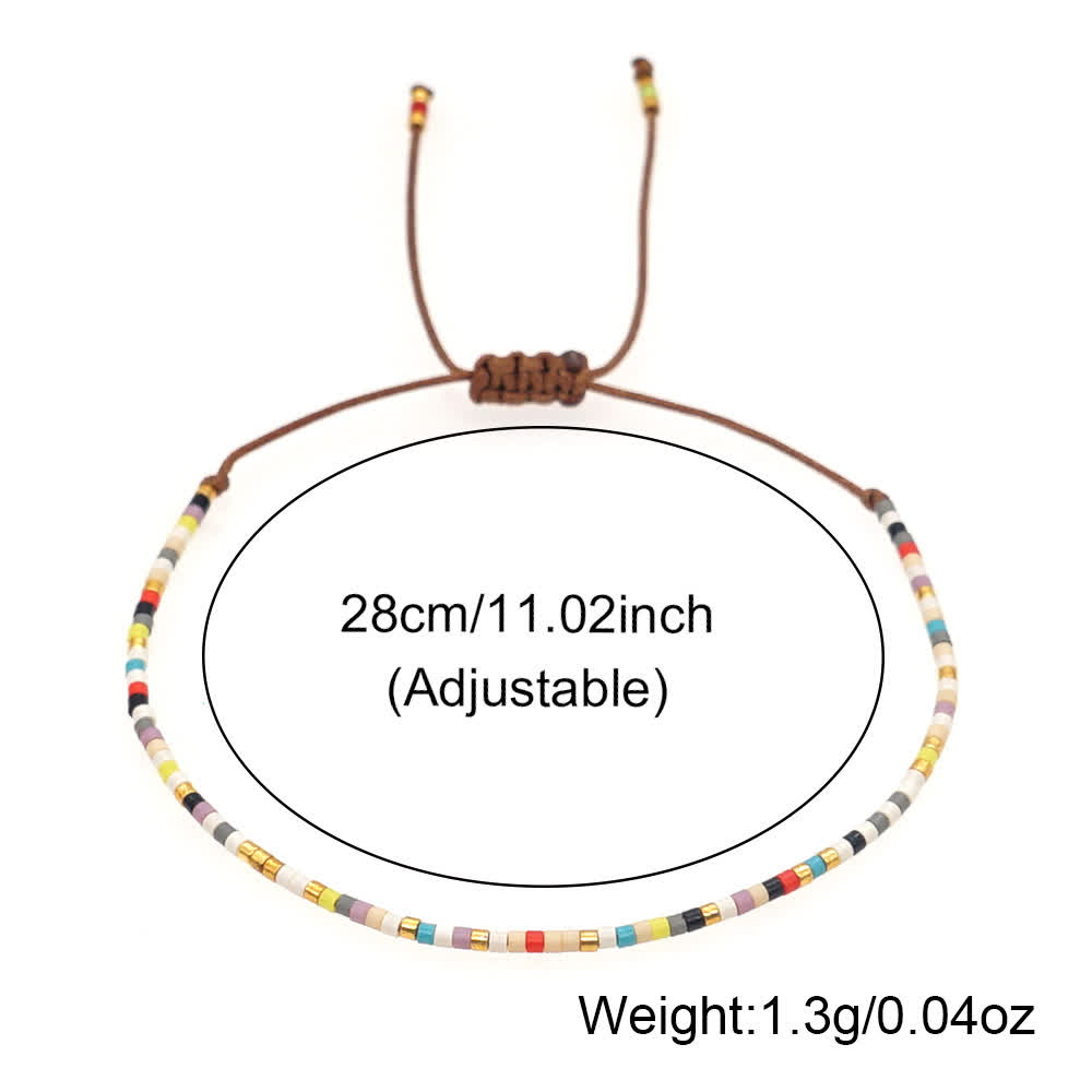 Bracelet tressé marron en perles de riz colorées Olivenorma