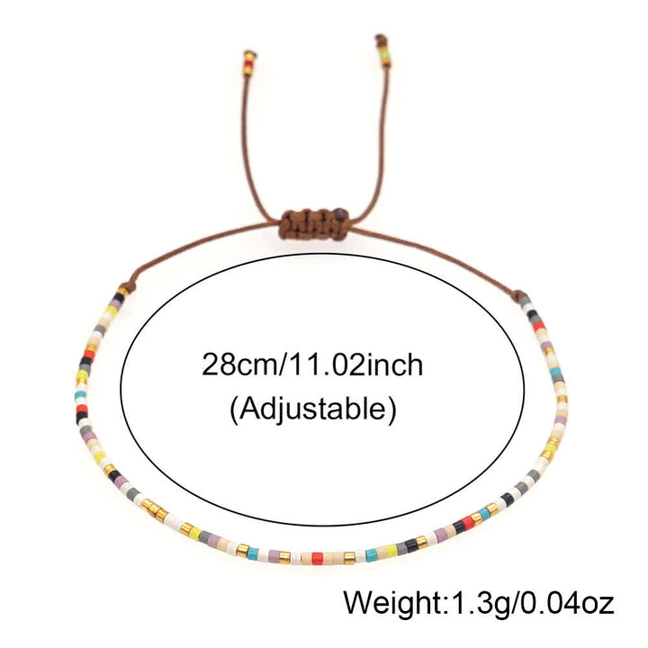Bracelet tressé marron en perles de riz colorées Olivenorma
