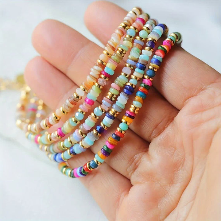 Bracelet à boucle métallique avec perles colorées Olivenorma