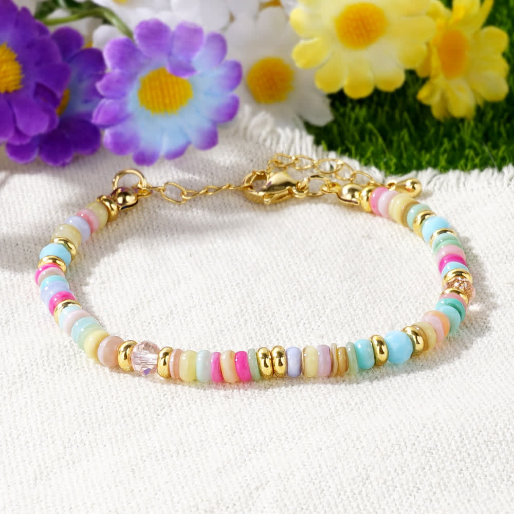 Bracelet à boucle métallique avec perles colorées Olivenorma