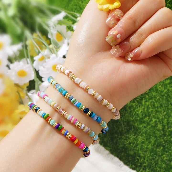 Bracelet à boucle métallique avec perles colorées Olivenorma