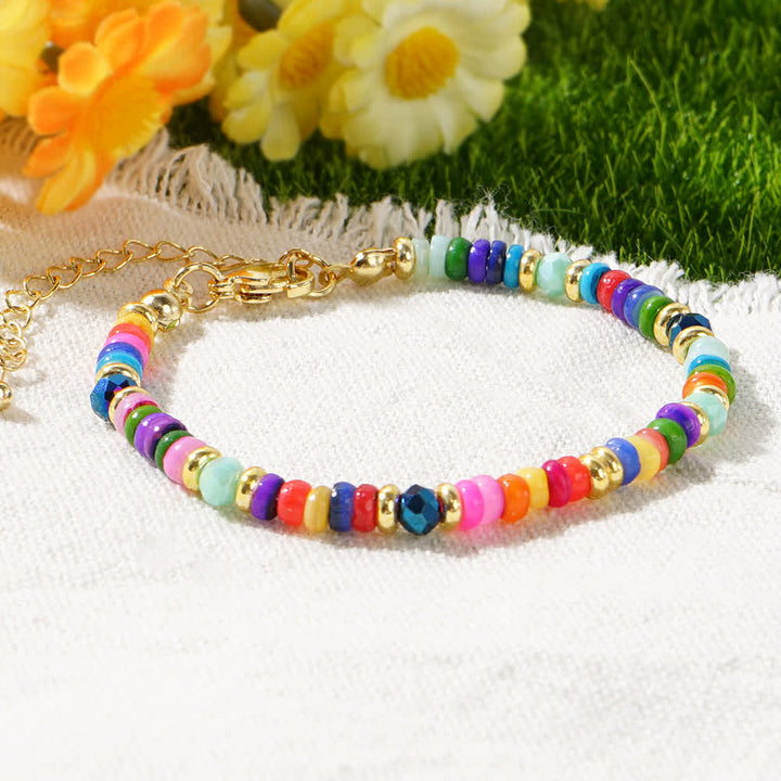 Bracelet à boucle métallique avec perles colorées Olivenorma