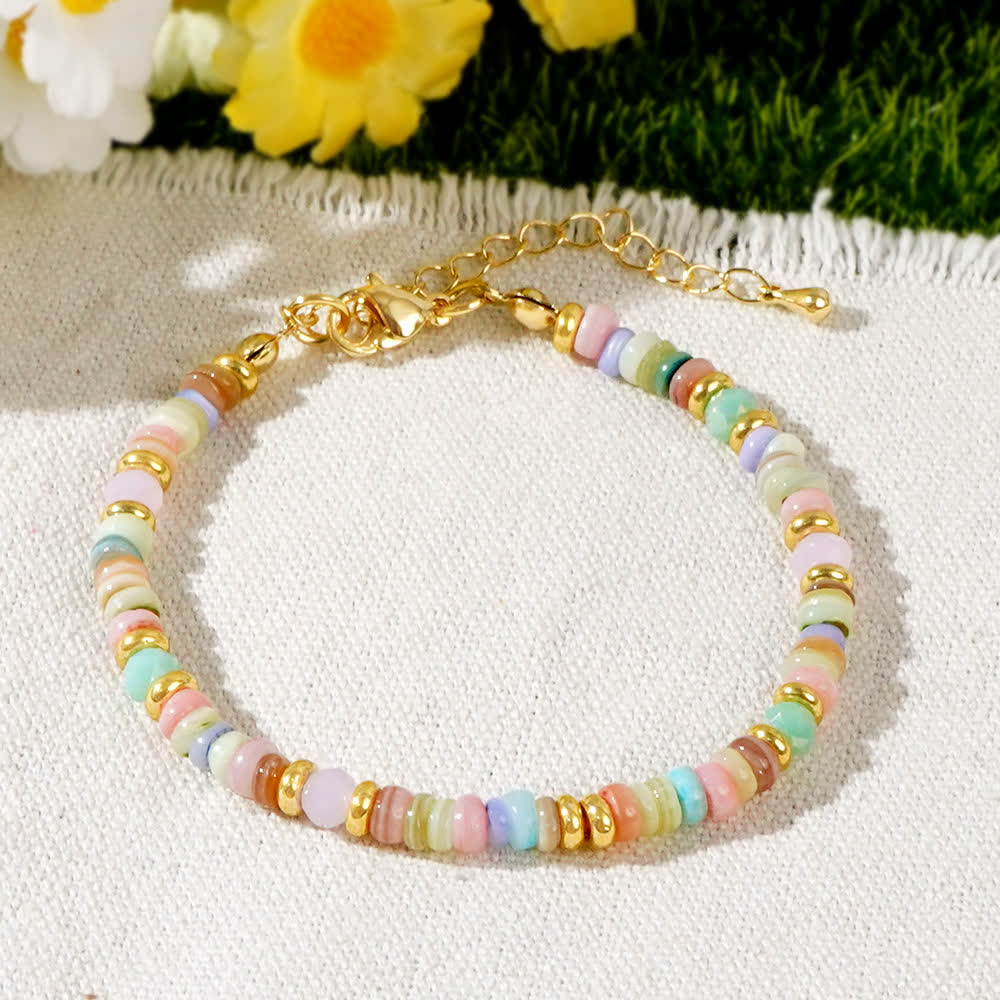 Bracelet à boucle métallique avec perles colorées Olivenorma