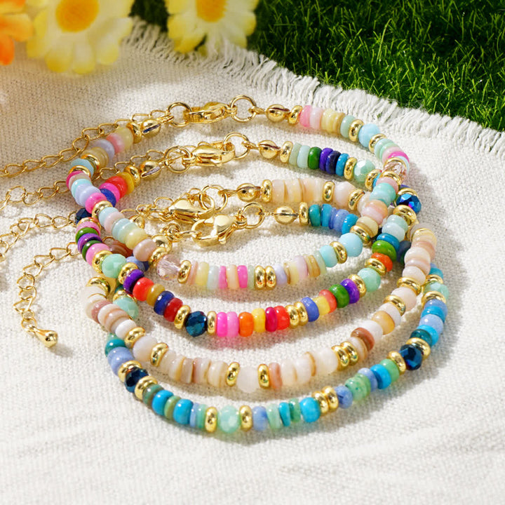 Bracelet à boucle métallique avec perles colorées Olivenorma