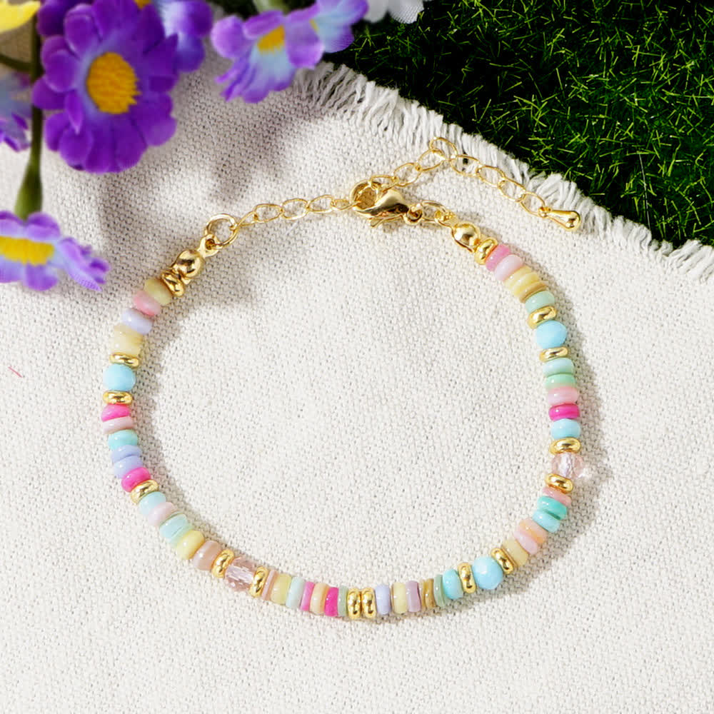 Bracelet à boucle métallique avec perles colorées Olivenorma