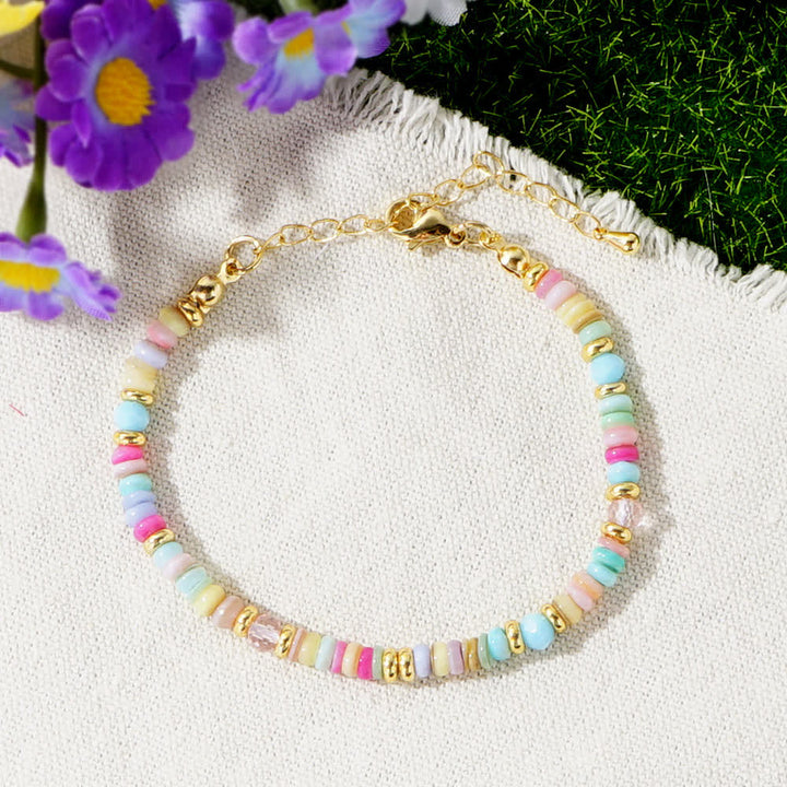 Bracelet à boucle métallique avec perles colorées Olivenorma