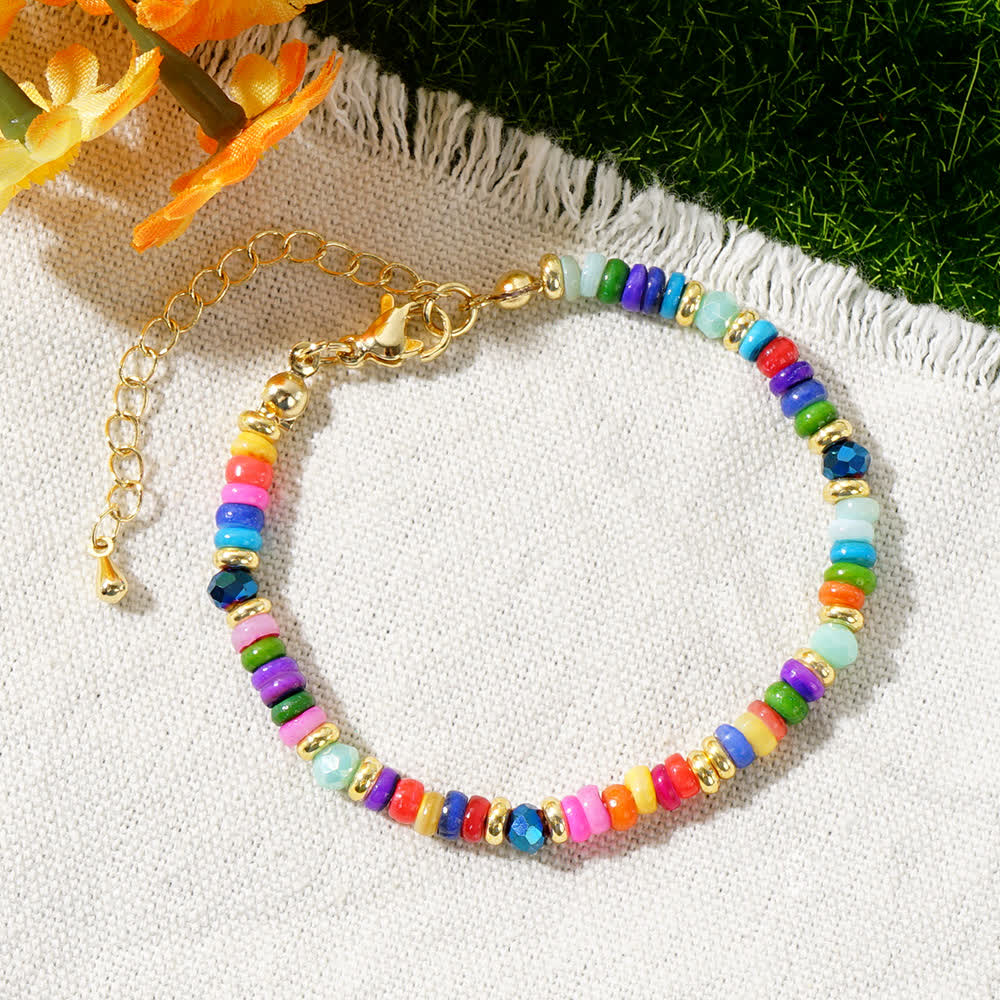 Bracelet à boucle métallique avec perles colorées Olivenorma
