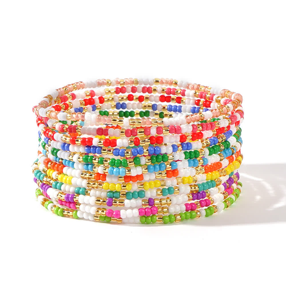 Ensemble de 12 bracelets en perles de riz colorées Olivenorma