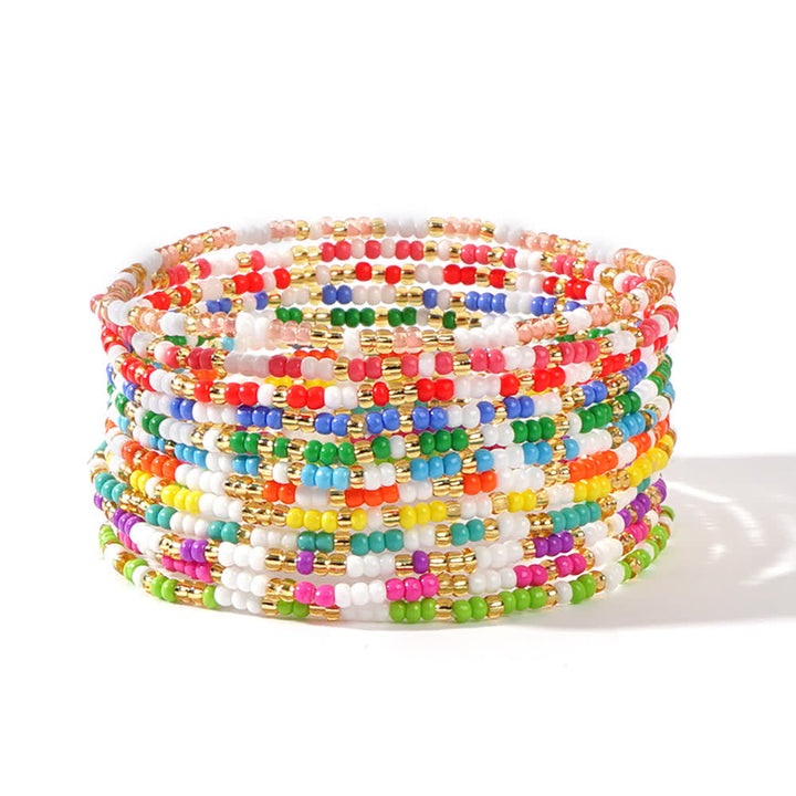Ensemble de 12 bracelets en perles de riz colorées Olivenorma