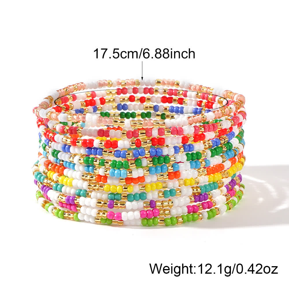 Ensemble de 12 bracelets en perles de riz colorées Olivenorma
