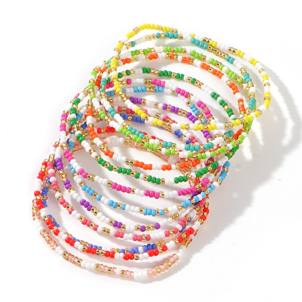 Ensemble de 12 bracelets en perles de riz colorées Olivenorma