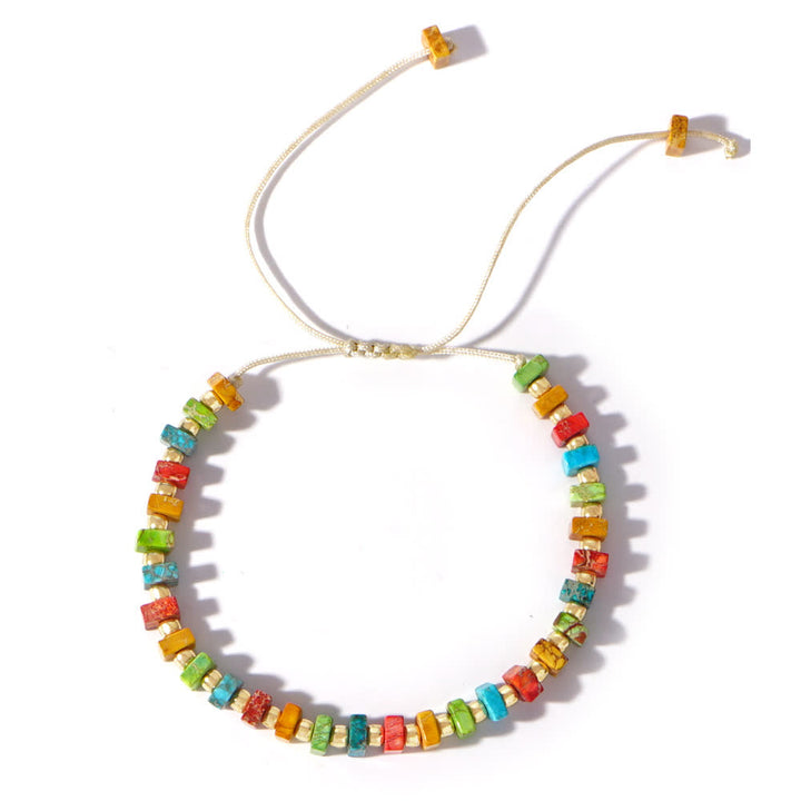 Bracelet à cordon de serrage en perles de pierre empereur Chakra Olivenorma