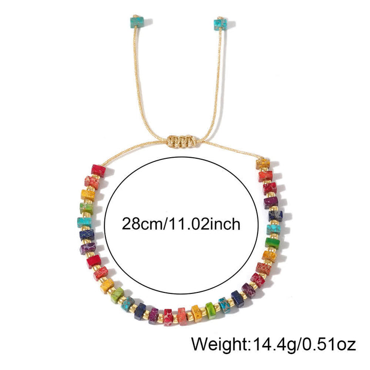 Bracelet à cordon de serrage en perles de pierre empereur Chakra Olivenorma