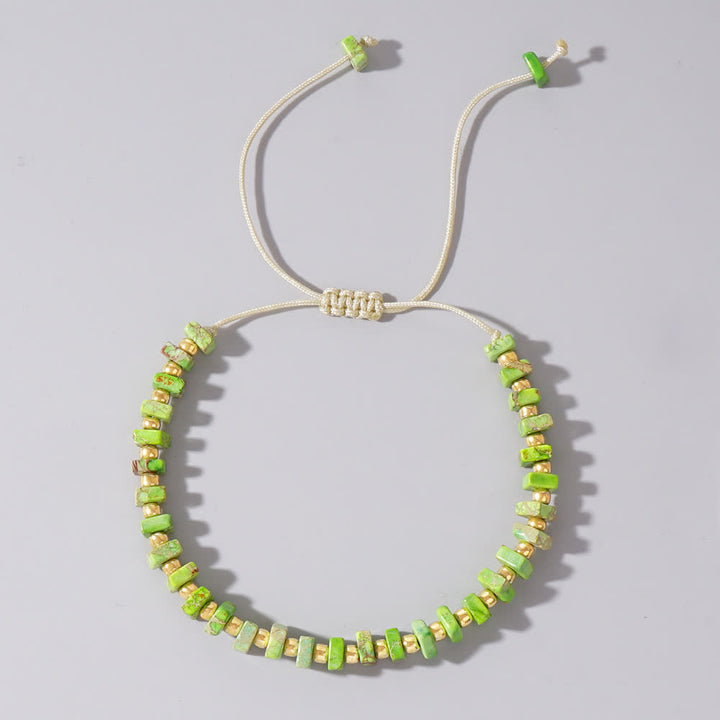 Bracelet à cordon de serrage en perles de pierre empereur Chakra Olivenorma