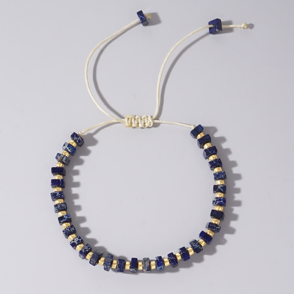 Bracelet à cordon de serrage en perles de pierre empereur Chakra Olivenorma